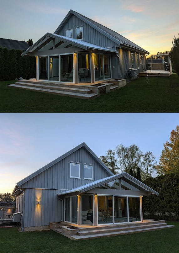 Vinterisoleret udestue af genbrug Vinterisoleret udestue af genbrug